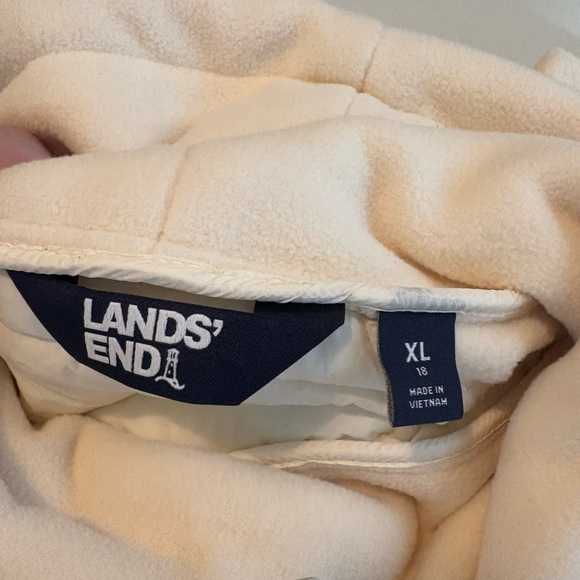 Lands’ End Fleece Cowl Neck Pullover‎ Ivory XL Plus Size 18 EUC Primaloft 0430 - Picture 11 of 13